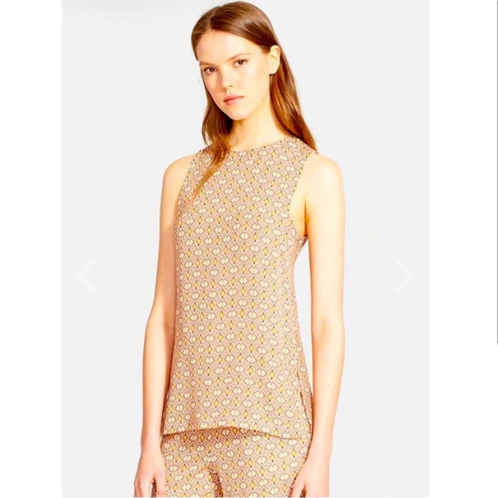 Theory Silk Geometric Print Sleeveless Top & Wide Leg Pants Set